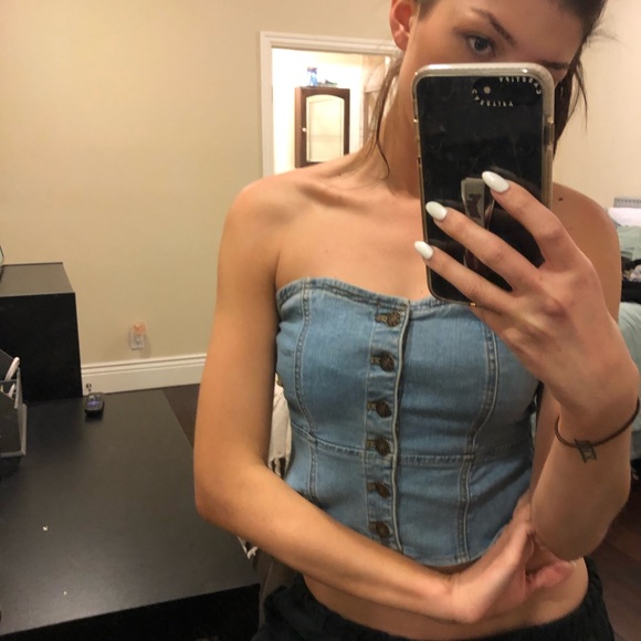 DENIM CROP TOP - Picture 2 of 2